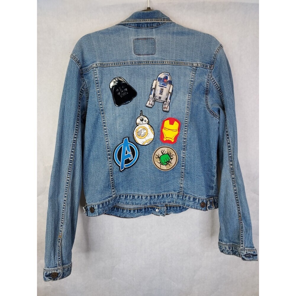 LEVI STRAUSS Signature Jean Jacket Girls L 12/14 Trucker Denim Patches Grunge
